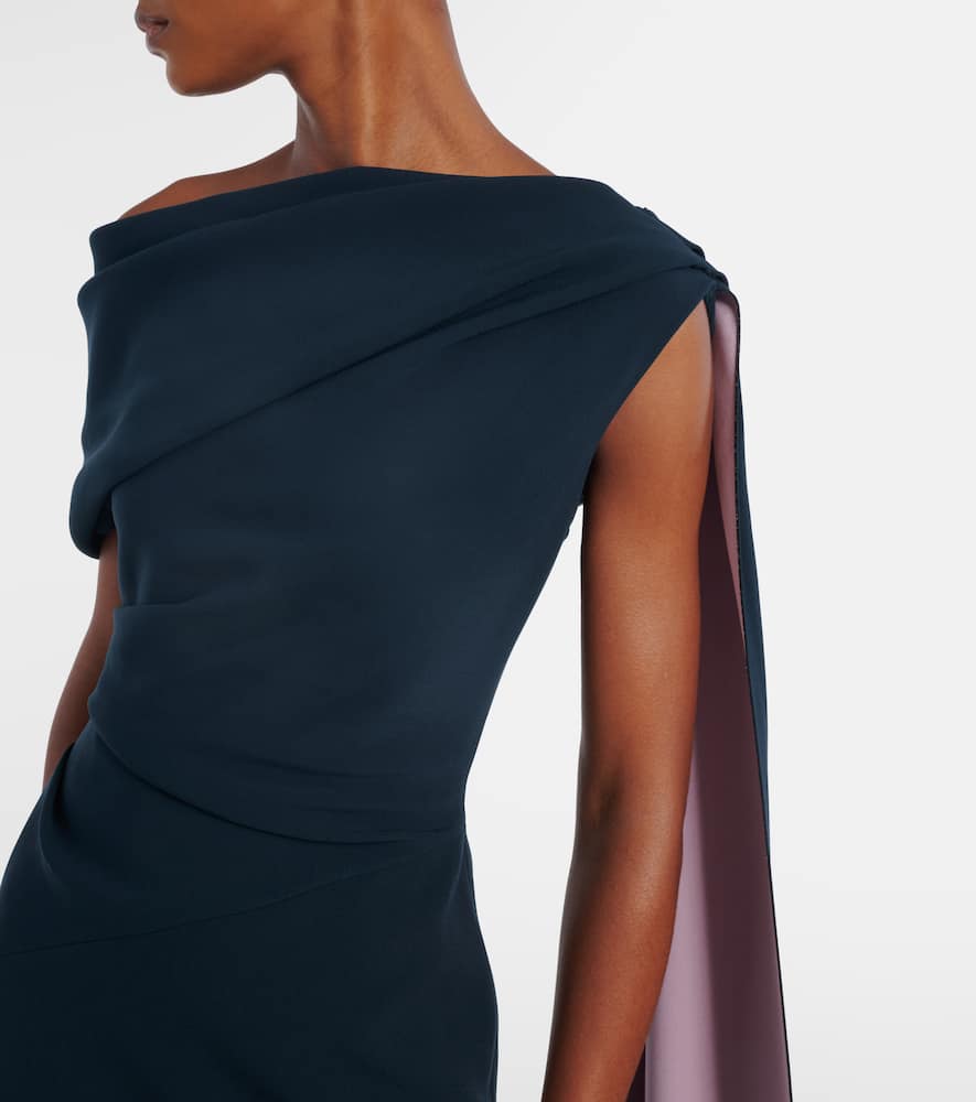 roksanda dress Roksanda Women's Miral Asymmetric Color Block Crepe Midi Dress in Fuchsia/crimson/navy Size 6 / 2