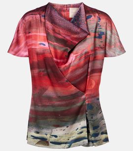Roksanda Roksanda Printed draped silk satin top