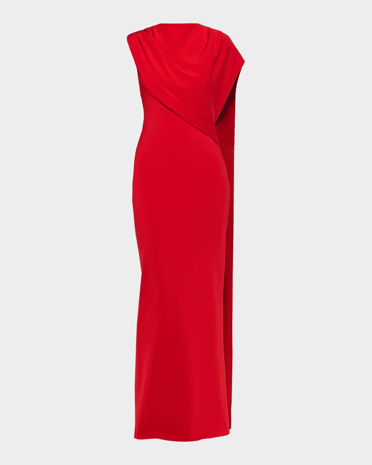 Roland Mouret Asymmetric Draped Cape Jersey Gown