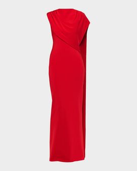 Roland Mouret Asymmetric Draped Cape Jersey Gown