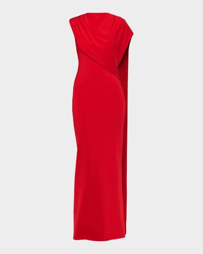 Roland Mouret Asymmetric Draped Cape Jersey Gown
