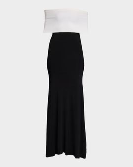 Roland Mouret Off-The-Shoulder Knit Trumpet Gown