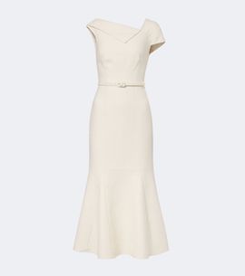 Roland Mouret Roland Mouret Belted asymmetric bouclé cocktail dress