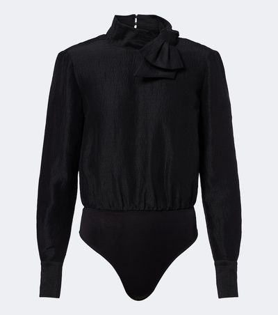 Roland Mouret Roland Mouret Bow-detail jacquard ramie and silk bodysuit