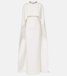 Roland Mouret Roland Mouret Crystal-embellished caped crÃªpe gown