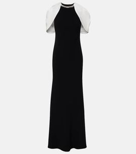 Roland Mouret Roland Mouret Embellished caped satin crÃªpe gown