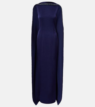 Roland Mouret Roland Mouret Embellished caped satin crêpe gown