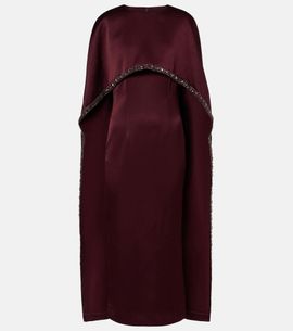 Roland Mouret Roland Mouret Embellished caped satin crÃªpe midi dress