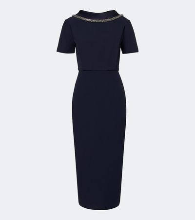 Roland Mouret Roland Mouret Embellished crêpe midi dress
