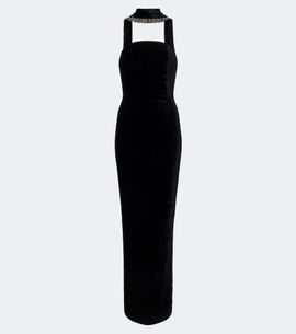 Roland Mouret Roland Mouret Embellished halterneck velvet gown
