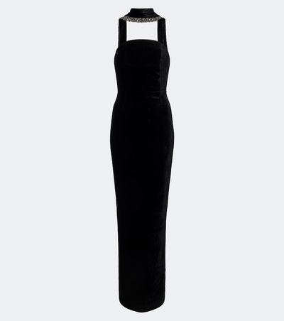 Roland Mouret Roland Mouret Embellished halterneck velvet gown