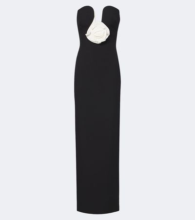 Roland Mouret Roland Mouret Floral-appliqué crêpe bustier gown