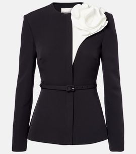 Roland Mouret Roland Mouret Floral-appliquÃ© peplum crÃªpe blazer
