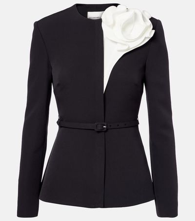 Roland Mouret Roland Mouret Floral-appliquÃ© peplum crÃªpe blazer