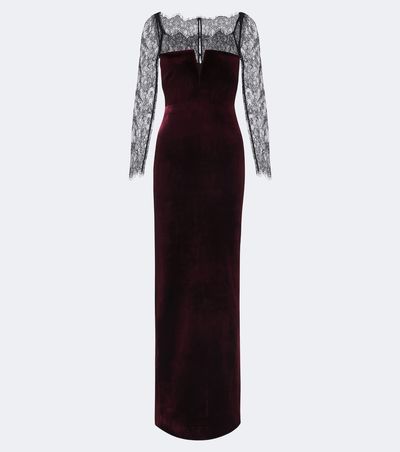 Roland Mouret Roland Mouret Lace-trimmed velvet gown
