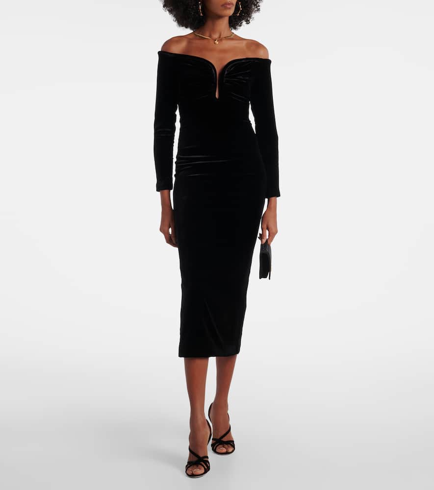 roland mouret off the shoulder dress Off The Shoulder Light Cady Maxi Dress in Monochrome Roland Mouret