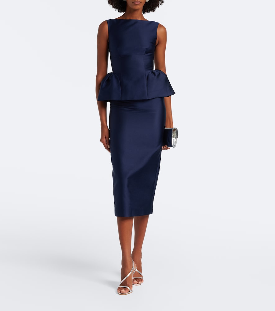 roland mouret cocktail dress Cape Crepe Midi Dress in Navy Roland Mouret