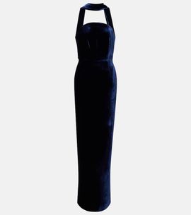 Roland Mouret Roland Mouret Scarf-detail velvet corset gown