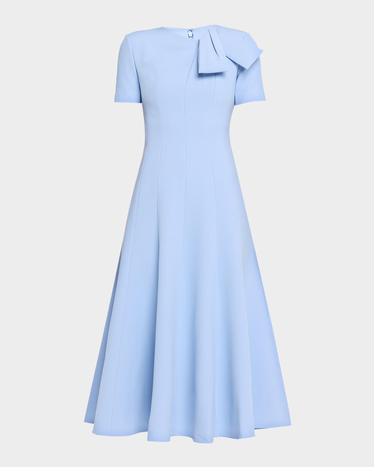 Roland Mouret Short-Sleeve Paneled Bow Midi Dress