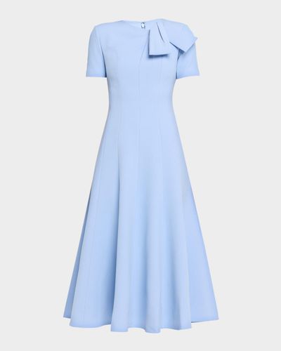 Roland Mouret Short-Sleeve Paneled Bow Midi Dress