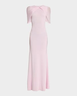 Roland Mouret Twist Draped Shawl Mermaid Gown