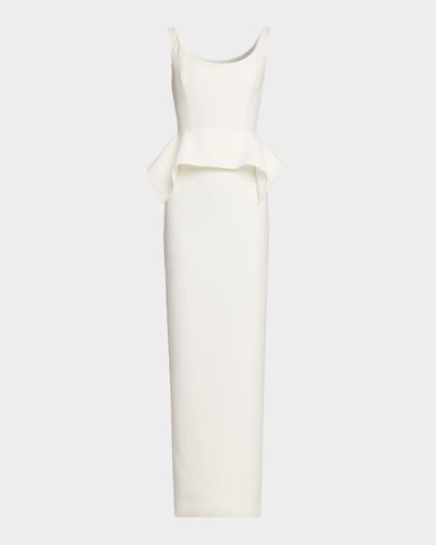 Roland Mouret Wide-Neck Peplum Column Gown