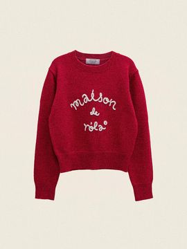 ROLAROLA Chain Embroidery Medium Weight Knit [RED]
