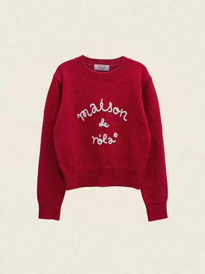 ROLAROLA Chain Embroidery Medium Weight Knit [RED]