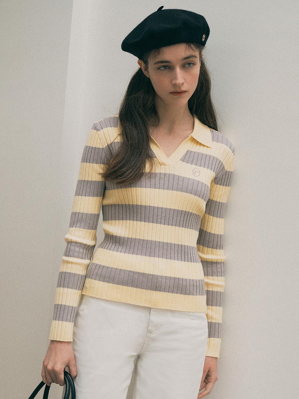ROLAROLA Collared Color Block Sweater - Yellow