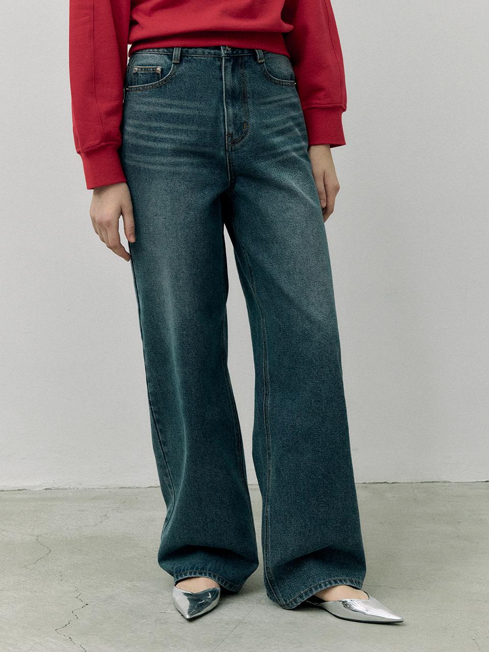 ROLAROLA Cotton Blend Wide Leg Denim Pants [Light Blue]
