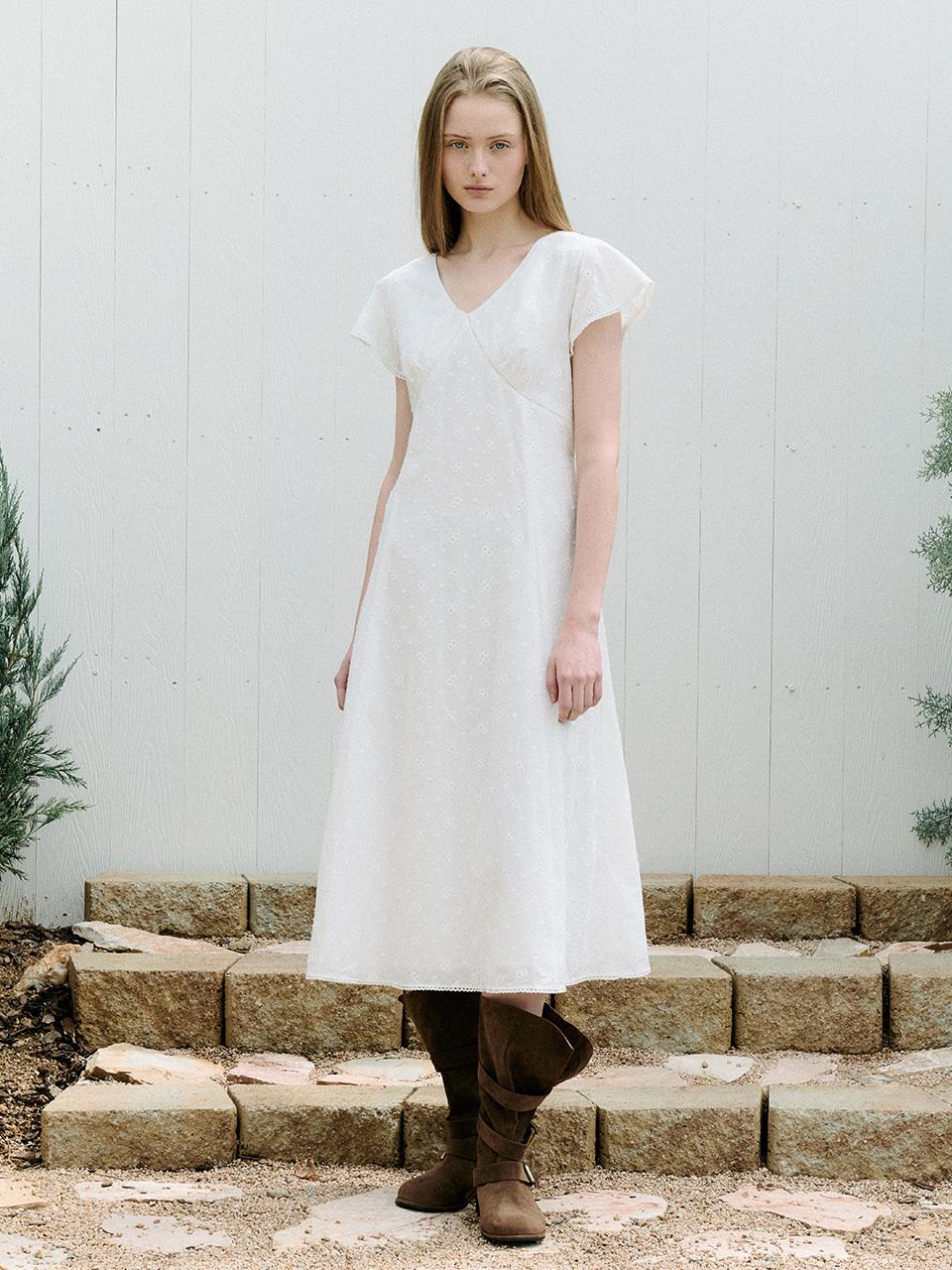 ROLAROLA FLARE SLEEVE LONG MINI DRESS [WHITE]