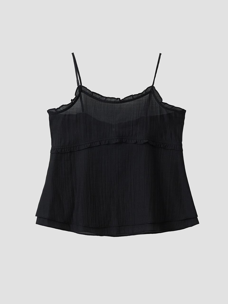 ROLAROLA FRILL FLARE SLEEVELESS SHIRT [BLACK]