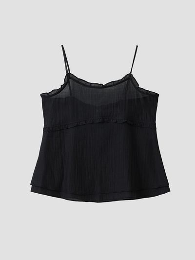 ROLAROLA FRILL FLARE SLEEVELESS SHIRT [BLACK]