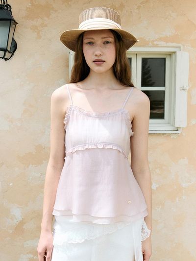 ROLAROLA FRILL FLARE SLEEVELESS SHIRT [PINK]
