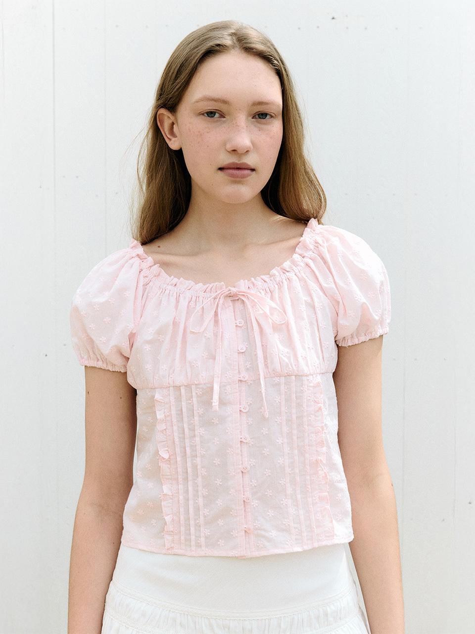 ROLAROLA FRILL PINTUCK BLOUSE [PINK]