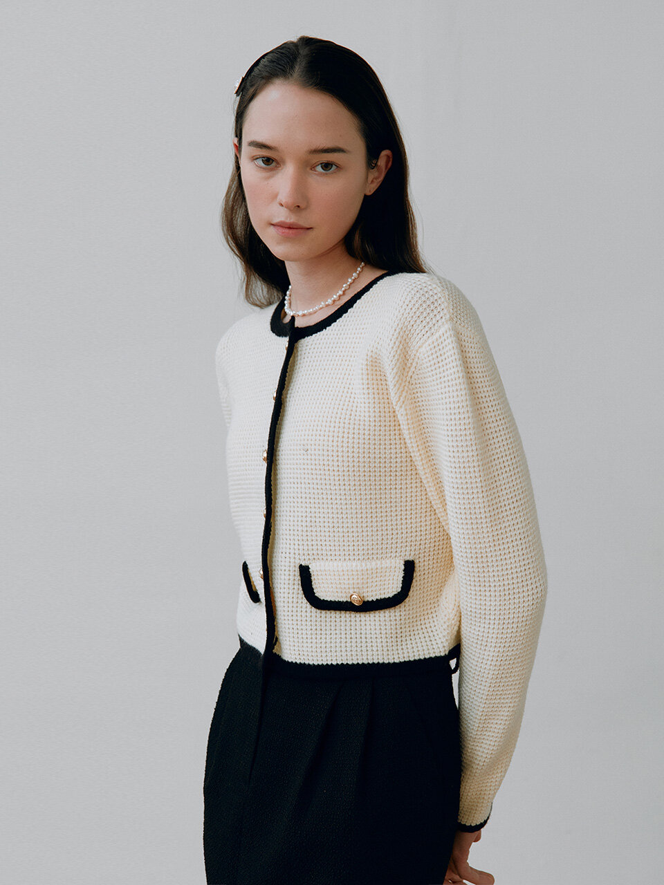 ROLAROLA Gold Button Tweed Cardigan_IV