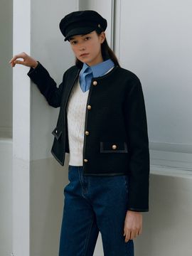 ROLAROLA Gold Button Tweed Jacket_Black