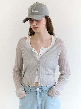 ROLAROLA LACE DETAIL CARDIGAN [LIGHT GRAY]