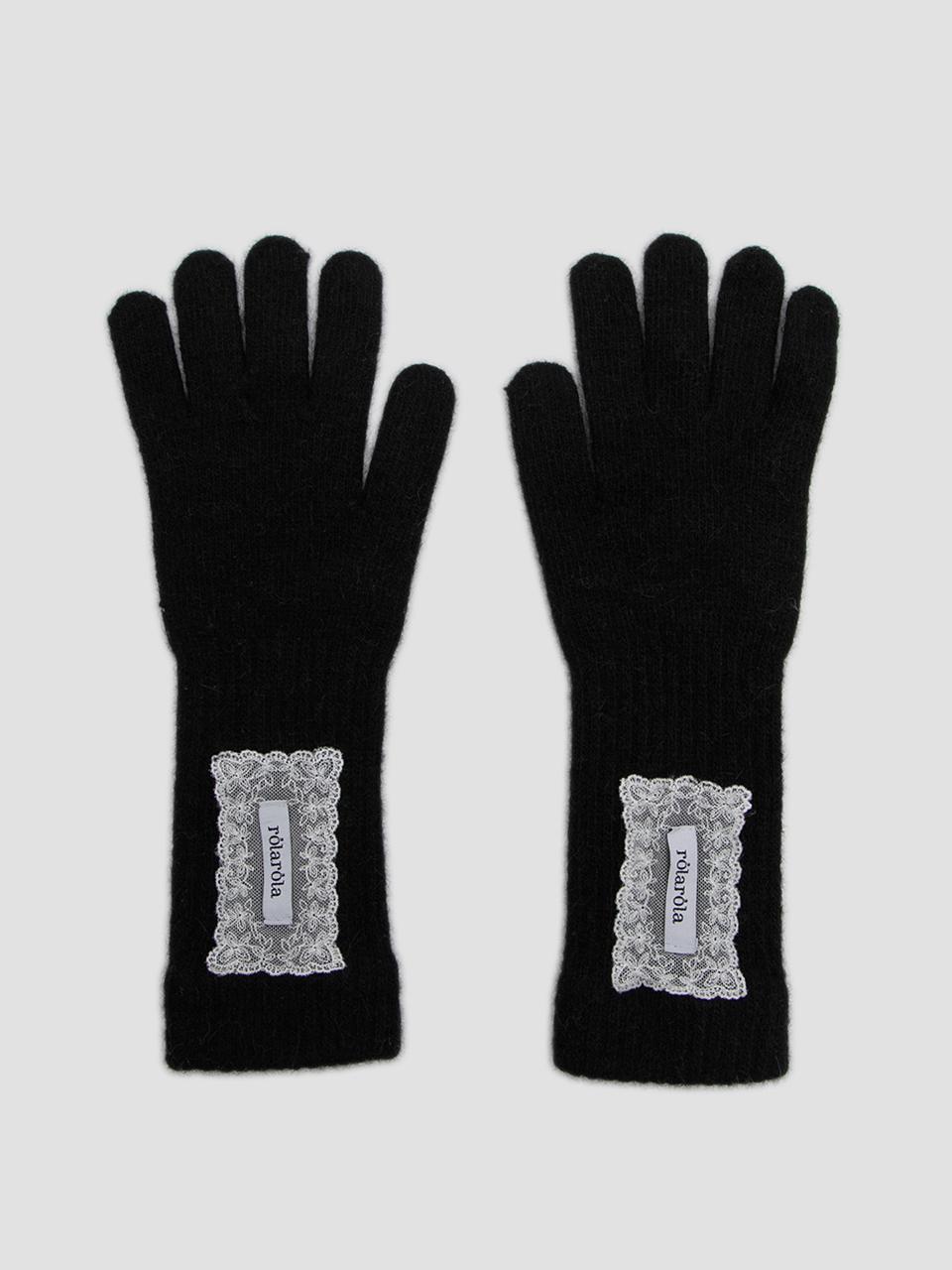 ROLAROLA LACE LABEL GLOVES BLACK