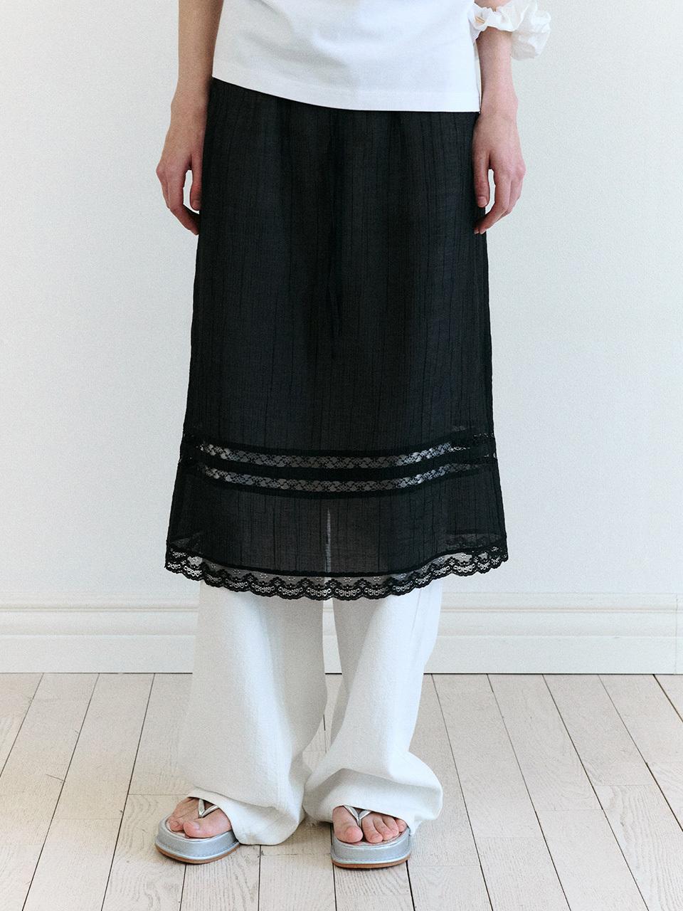 ROLAROLA LACE LAYERED LONG SKIRT [BLACK]