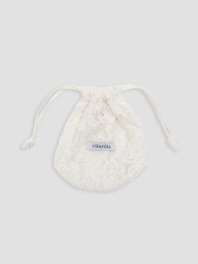 ROLAROLA LACE STRING POUCH CLUTCH BAG [IVORY]