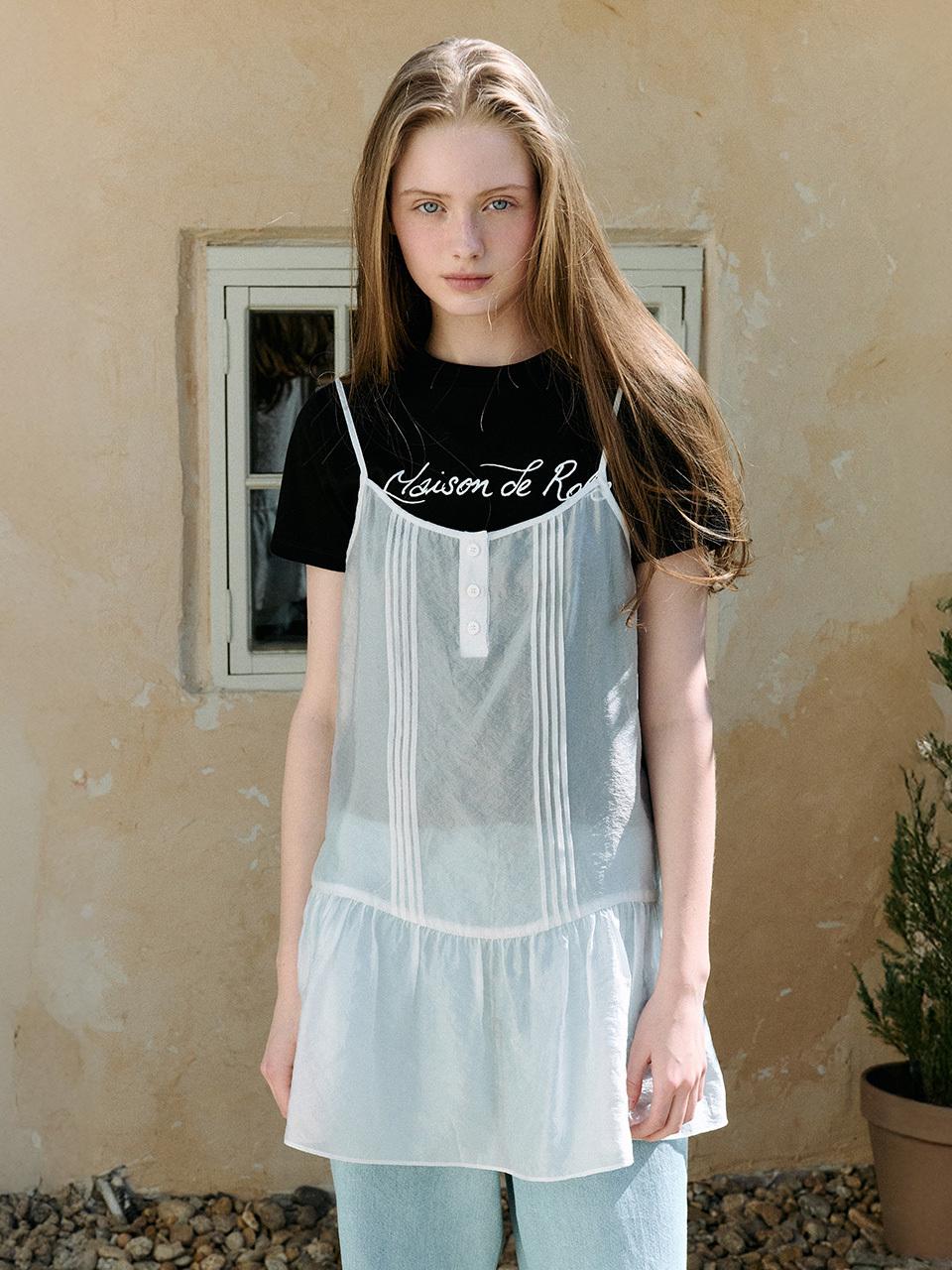 ROLAROLA PINTUCK SHEER LAYERED DRESS [IVORY]