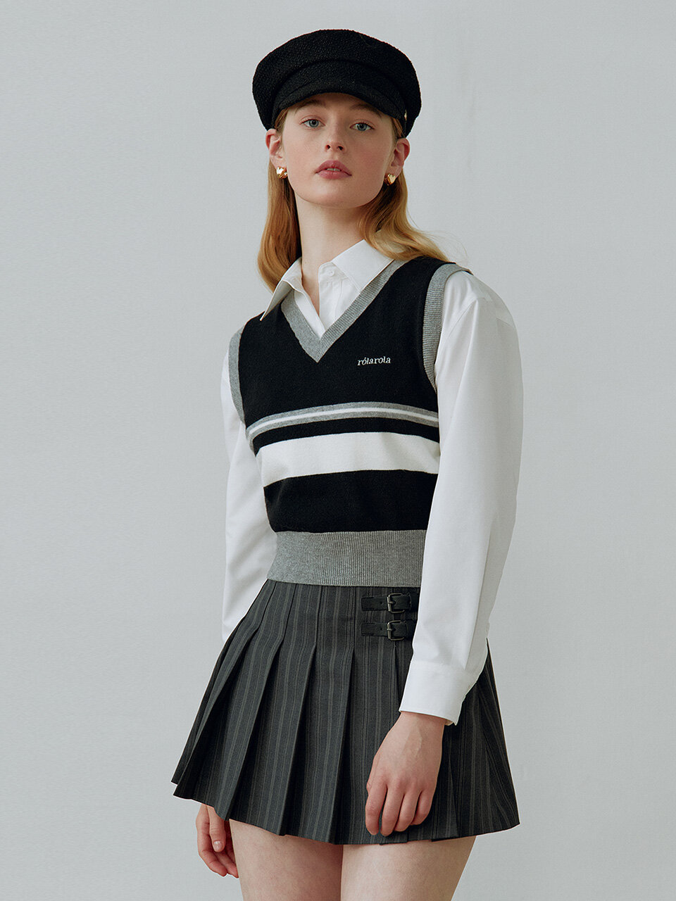 ROLAROLA Preppy Knit Vest_Black