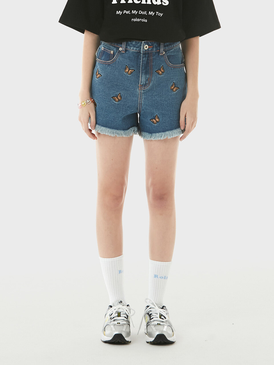 ROLAROLA (PT-20341) Butterfly Denim Shorts_Blue