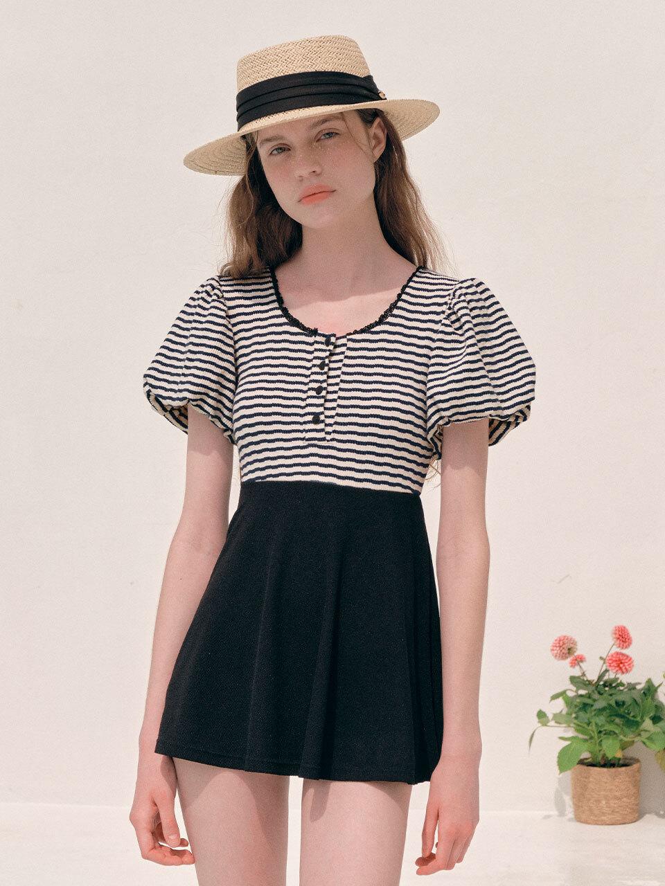ROLAROLA Puff Sleeve One Piece Swimsuit
