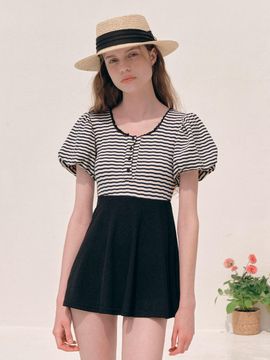 ROLAROLA Puff Sleeve One Piece Swimsuit