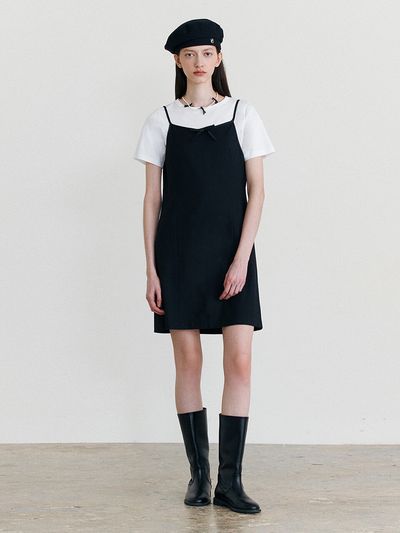 ROLAROLA Ribbon Bustier Mini Dress_Black