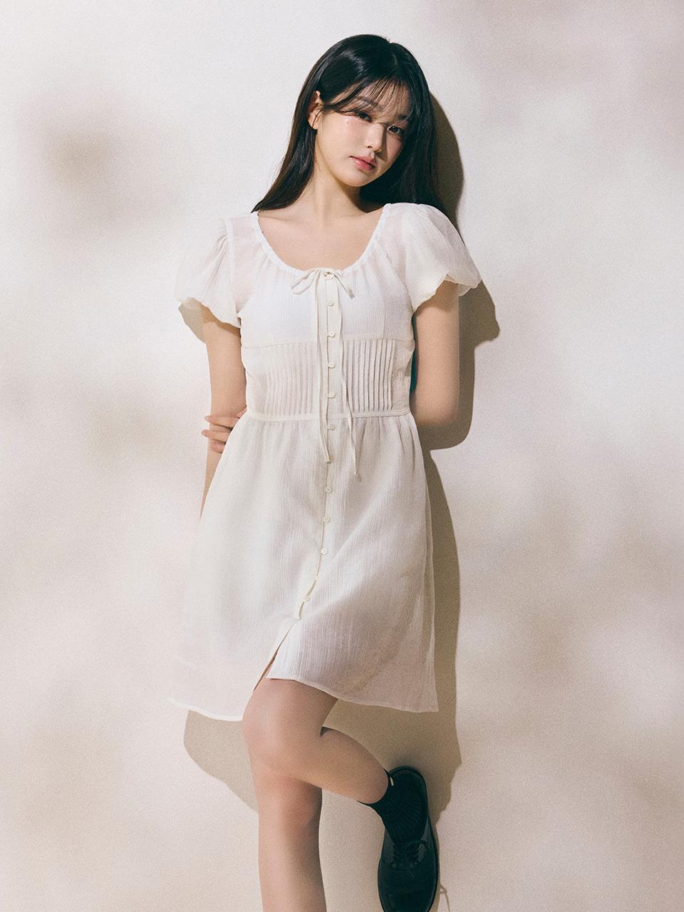 ROLAROLA Ribbon Lace Mini Dress [White]