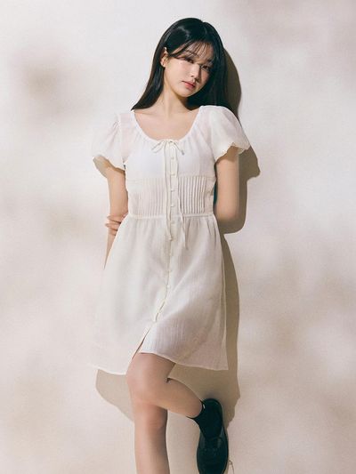 ROLAROLA Ribbon Lace Mini Dress [White]