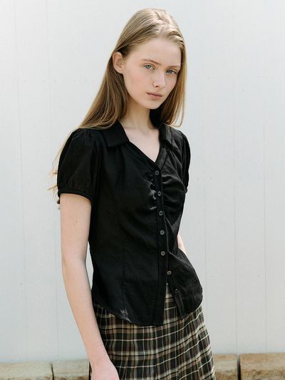 ROLAROLA SLIM COLLAR BLOUSE [BLACK]